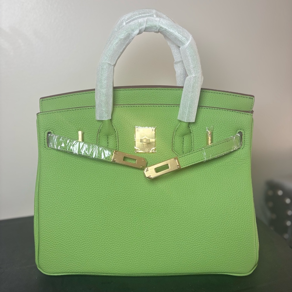 Avocado green genuine leather wirkin - Picture 5 of 5
